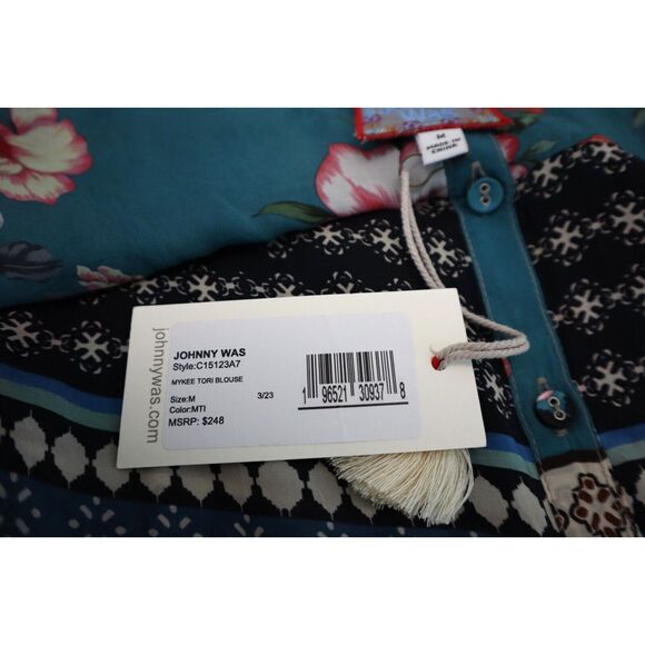 Johnny Was C15123A7 Women's Sz M Multi Mykee Tori Button Front L/S Blouse - Picture 7 of 9